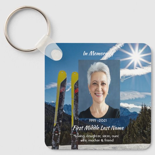 Christian Skiing Skier  Memorial Keepsake  Sleutelhanger (Voorkant)