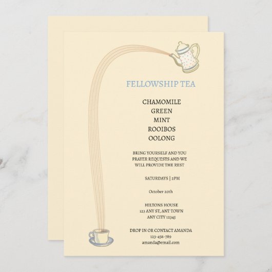 Christian Tea Gathering Invitation Kaart (Voorkant / Achterkant)