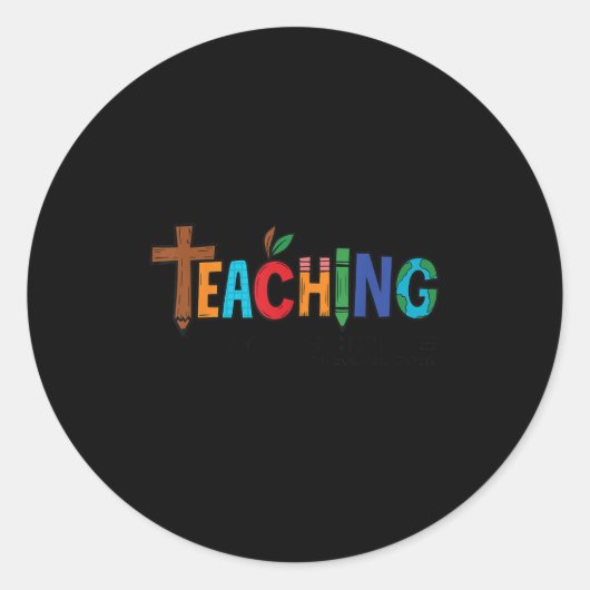 Christian Teacher Teaching Tiny Disciples Faith Me Ronde Sticker (Voorkant)