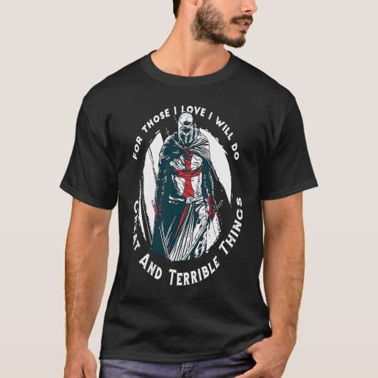 Christian Templar Knights Rosary Crusader Warrior T-shirt (Voorkant)
