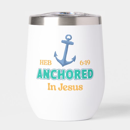 Christian Tumbler Anchored in Christ Verse Design (Voorkant)