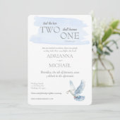 Christian Two Become One Watercolor Light Blue Kaart (Staand voorkant)
