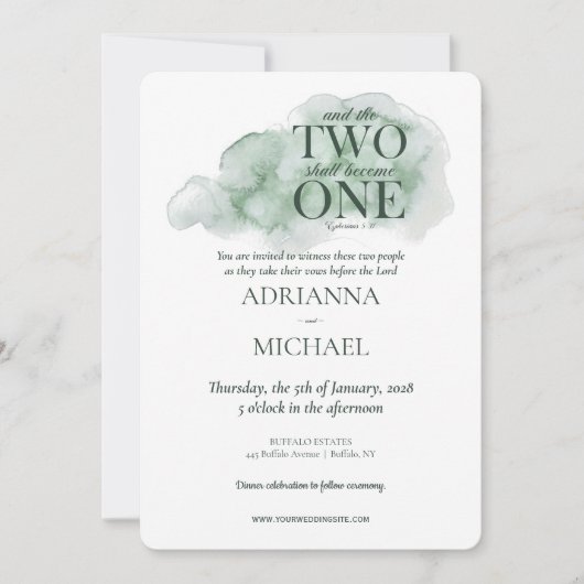 Christian Two Wordt Eén Waterverf Teal Groen Kaart (Voorkant)