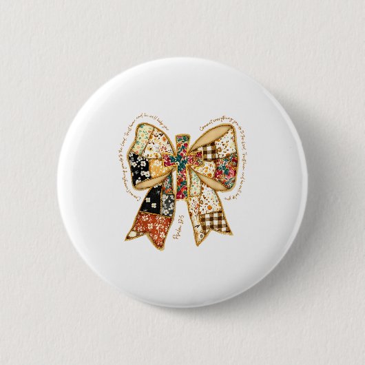 Christian Verse Bible Jesus Coquette Bow Patchwork Ronde Button 5,7 Cm (Voorkant)
