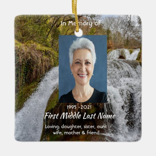 Christian Waterfall Landscape  Memorial Keepsake  Keramisch Ornament (Voorkant)