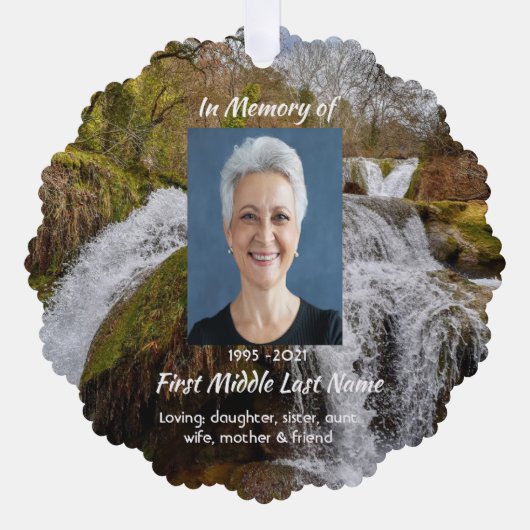 Christian Waterfall Landscape Memorial Keepsake Ornament Kaart (Voorkant)