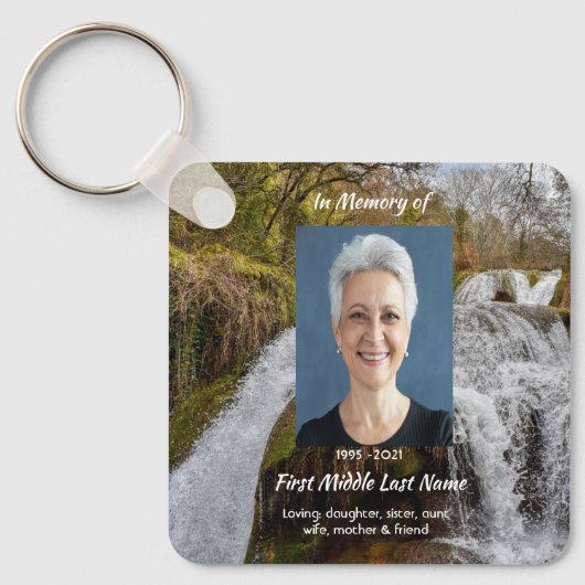 Christian Waterfall Landscape  Memorial Keepsake  Sleutelhanger (Voorkant)