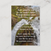 Christian Waterfall Landscape Memorial Keepsake Visitekaartje (Achterkant)