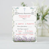 Christian Wedding RSVP Card with Cross Kaartje (Staand voorkant)