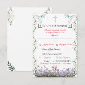 Christian Wedding RSVP Card with Cross Kaartje (Voorkant / Achterkant)