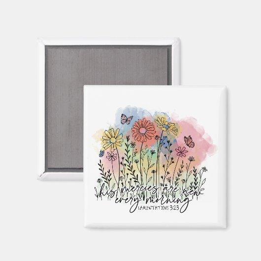Christian Women's Watercolor Floral Magnet (Voorkant / Achterkant)