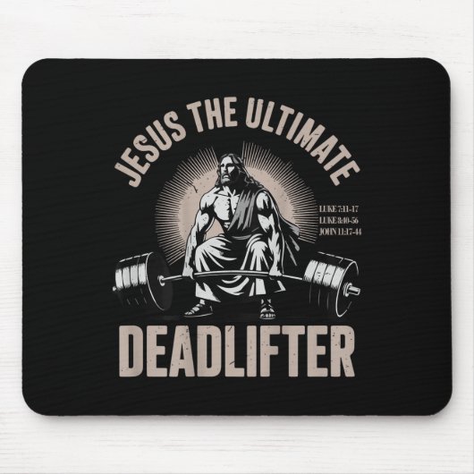 Christian Workout Gym Jesus The Deadlifter On Back Muismat (Voorkant)