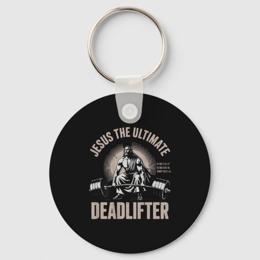 Christian Workout Gym Jesus The Deadlifter On Back Sleutelhanger (Voorkant)