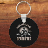 Christian Workout Gym Jesus The Deadlifter On Back Sleutelhanger (Voorkant)