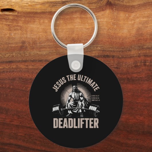 Christian Workout Gym Jesus The Deadlifter On Back Sleutelhanger (Voorkant)