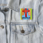 CHRISTIANEN VOOR BARACK OBAMA VIERKANTE BUTTON 5,1 CM (In situ)
