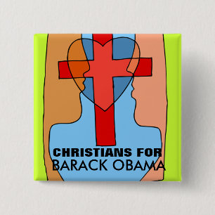 CHRISTIANEN VOOR BARACK OBAMA VIERKANTE BUTTON 5,1 CM