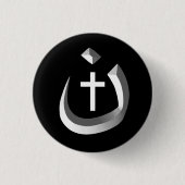 CHRISTIANITSOLIDARITEIT - NAZARENE SYMBOOL EN KROS RONDE BUTTON 3,2 CM (Voorkant)