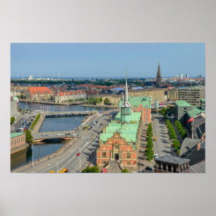 Christiansborg Palace Toren Uitzicht op Beurs Poster