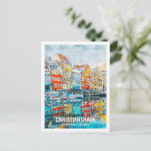 Christianshavn Kobenhavn Travel Place Waterverf Briefkaart (Staand voorkant)