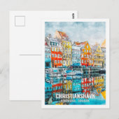Christianshavn Kobenhavn Travel Place Waterverf Briefkaart (Voorkant / Achterkant)