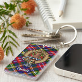 Christie Clan Crest over tartan Sleutelhanger (Voorkant Rechts)
