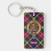 Christie Clan Crest over tartan Sleutelhanger (Voorkant)
