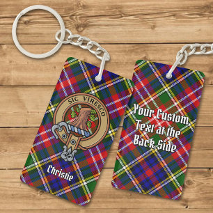 Christie Clan Crest over tartan Sleutelhanger