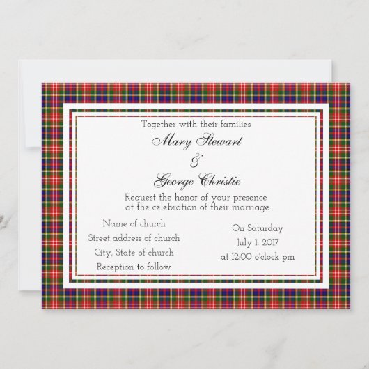 Christie Scottish Wedding Invitation Kaart (Voorkant)