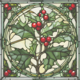 Christimas Glas in lood: Yule Holly Vinyl Sticker