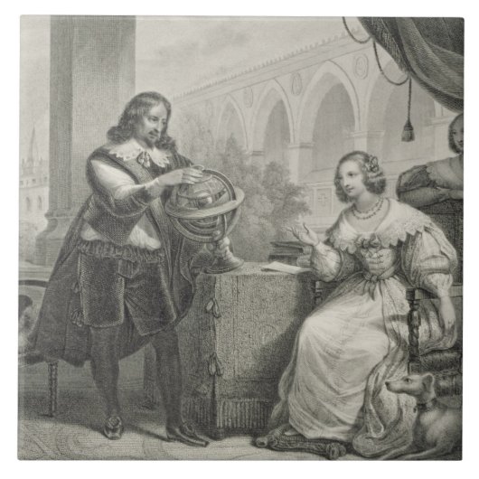 Christina (1626-89) Koningin van Zweden, uit een s Tegeltje (Voorkant)