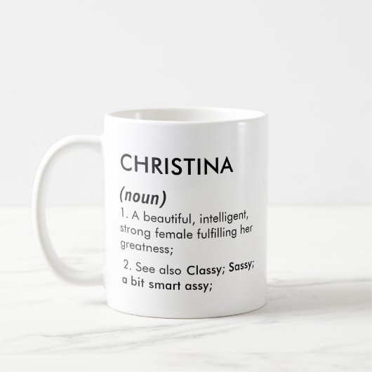 Christina naam, Bewerkbare naam, Aangepaste naam Koffiemok (Links)