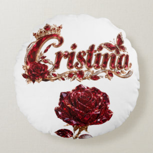 Christina Robijn Kristal Luxe Naam Rond Kussen