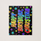 "CHRISTINA" voornaam, geun "HAPPY BIRTHDAY" Legpuzzel (Verticaal)