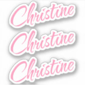 Christine Decoratieve Naam in Roze x3 Sticker (Voorkant)