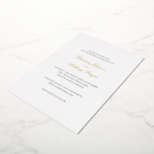 Christine Elegant Wedding Save the Date Folie Uitnodiging (Gedraaid)