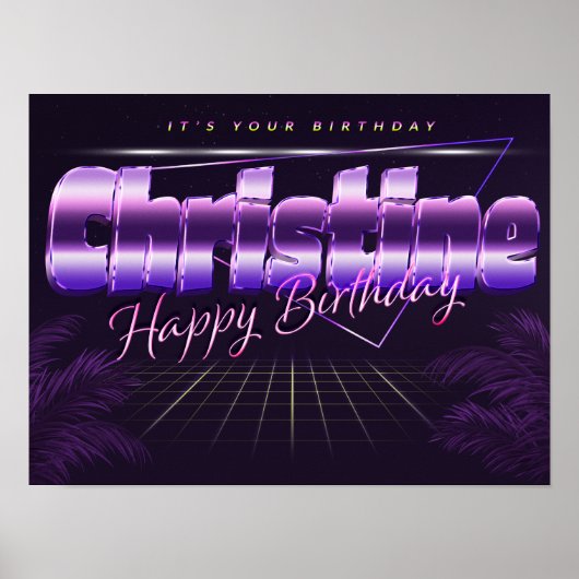 Christine Name Vorname retro Poster Geburtstag (Voorkant)
