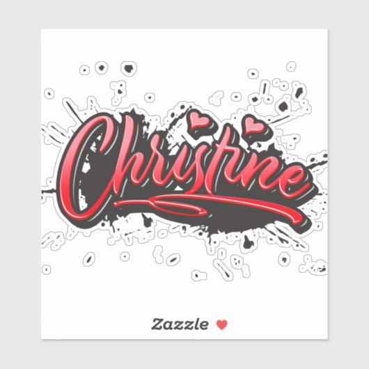 Christine red Heart Graffiti Aufkleber Sticker (Vel)