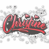 Christine red Heart Graffiti Aufkleber Sticker (Voorkant)