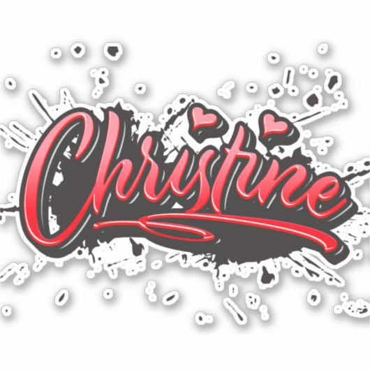 Christine red Heart Graffiti Aufkleber Sticker (Voorkant)