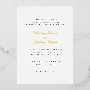 Christine Traditionele Elegante Huwelijk Folie Uitnodiging