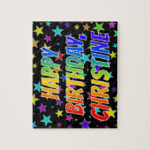 "CHRISTINE" Voornaam, geun "HAPPY BIRTHDAY" Legpuzzel (Verticaal)
