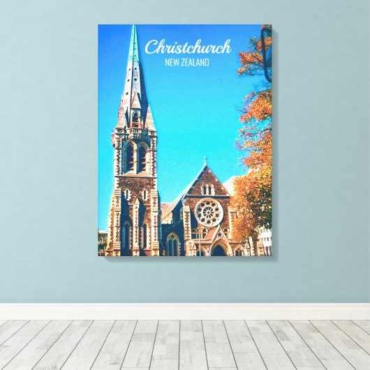 Christkerk Cathedral Nieuw-Zeeland reizen Canvas Afdruk (Insitu (Houten vloer))