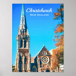 Christkerk Cathedral Nieuw-Zeeland reizen Poster
