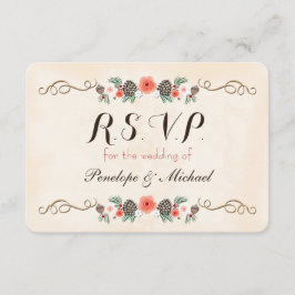 Christma Floral Pinecone Wedding RSVP-kaart RSVP Kaartje