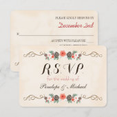  Christma Floral Pinecone Wedding RSVP-kaart RSVP Kaartje (Voorkant / Achterkant)