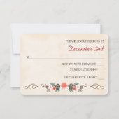  Christma Floral Pinecone Wedding RSVP-kaart RSVP Kaartje (Achterkant)