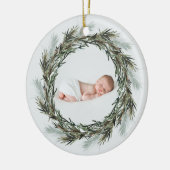 Christma geboorteaankondiging waterverf foto keramisch ornament (Links)