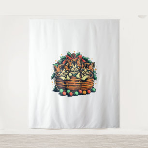 Christma Kittens Amerikaanse Bobtail Kerst Orname Wandkleed