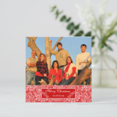 Christma Letter on Back Red Kerstfoto Kaart (Staand voorkant)